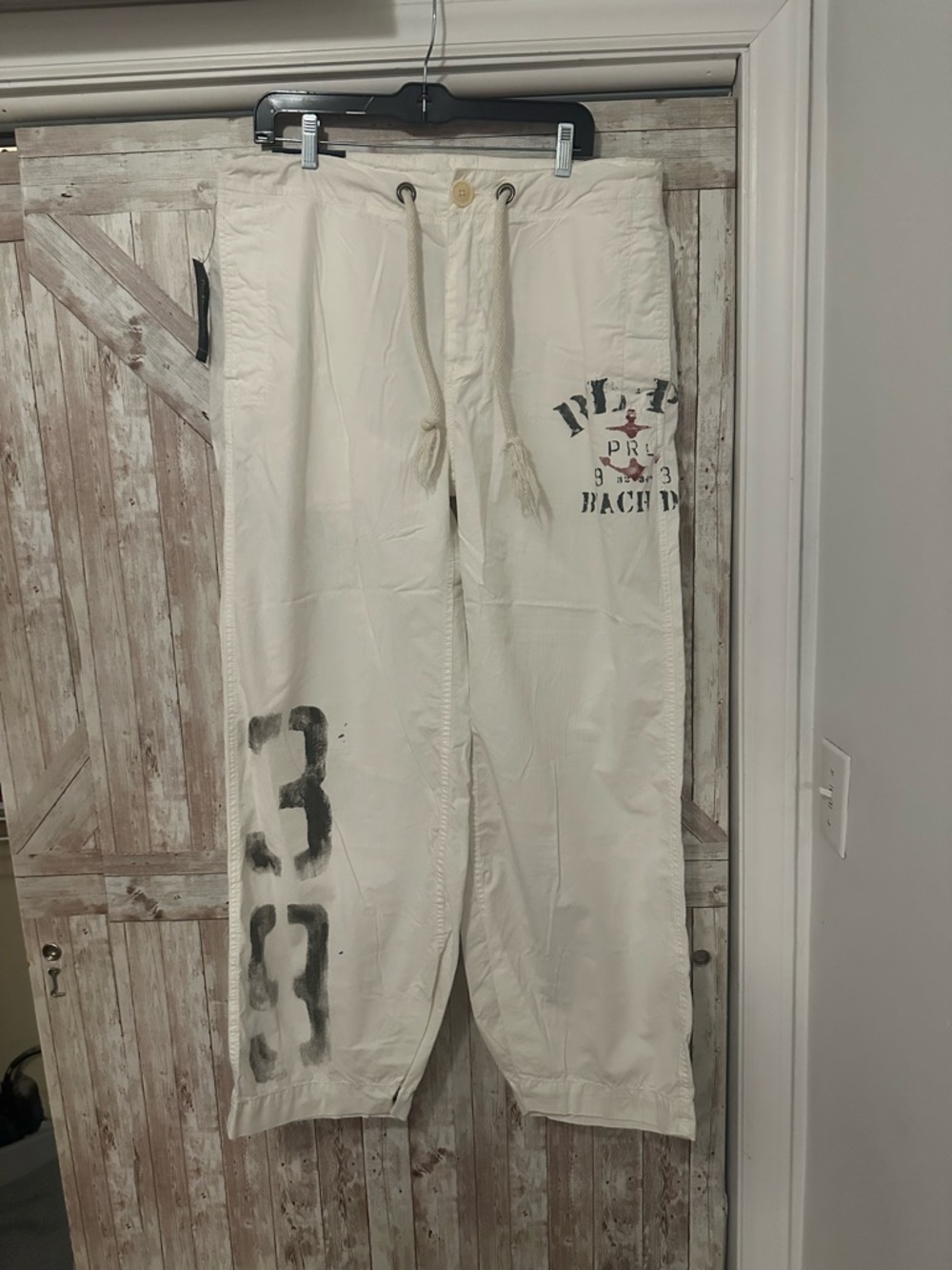 Polo by Ralph Lauren white Drawstring Logo cargo 90s vibe parachute graphic pant